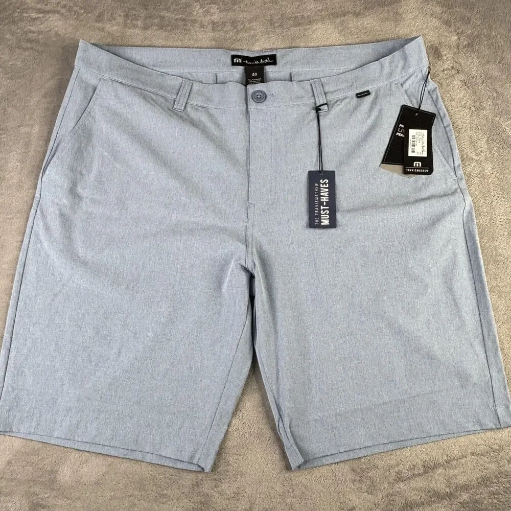 Travis Mathew Shorts Mens 40 Blue Beck Golf Performance‎ Stretch Waistband